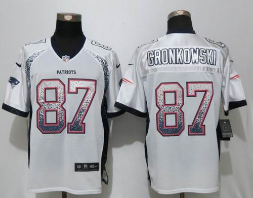 Nike New England Patriots 87# Rob Gronkowski White Elite Drift Fashion Jersey