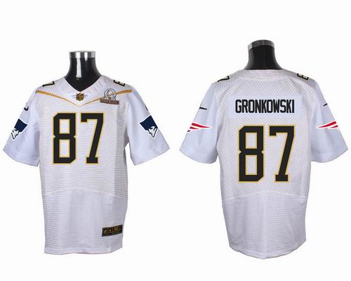 Nike New England Patriots 87# Rob Gronkowski white 2016 Pro Bowl Elite Jersey