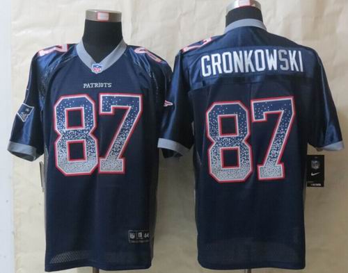 Nike New England Patriots 87 Rob Gronkowski Drift Fashion Blue Elite Jerseys
