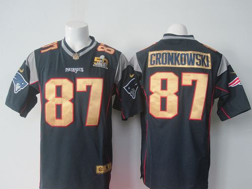 Nike New England Patriots 87 Rob Gronkowski Navy Blue Team Color Super Bowl 50 Collection NFL Elite Jersey