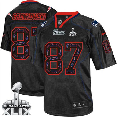 Nike New England Patriots 87 Rob Gronkowski New Lights Out Black Super Bowl XLIX NFL Elite Jersey