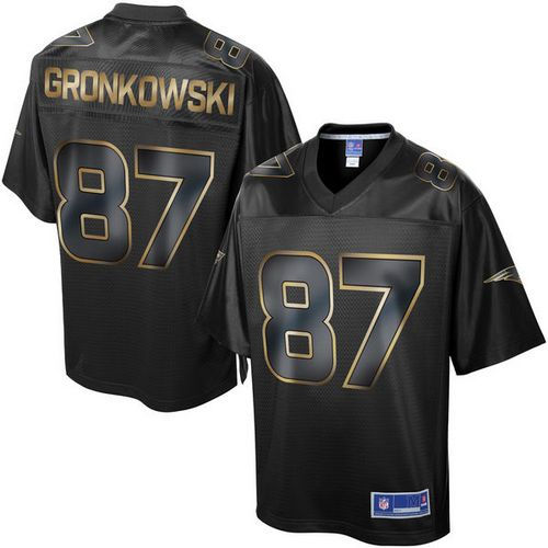 Nike New England Patriots 87 Rob Gronkowski Pro Line Black Gold Collection NFL Game Jersey