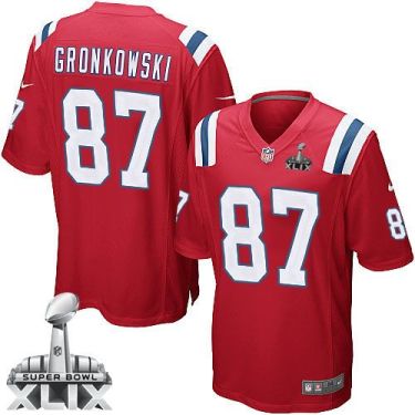 Nike New England Patriots 87 Rob Gronkowski Red Alternate Super Bowl XLIX NFL Game Jersey
