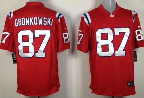 Nike New England Patriots 87 Rob Gronkowski Red Game Jersey