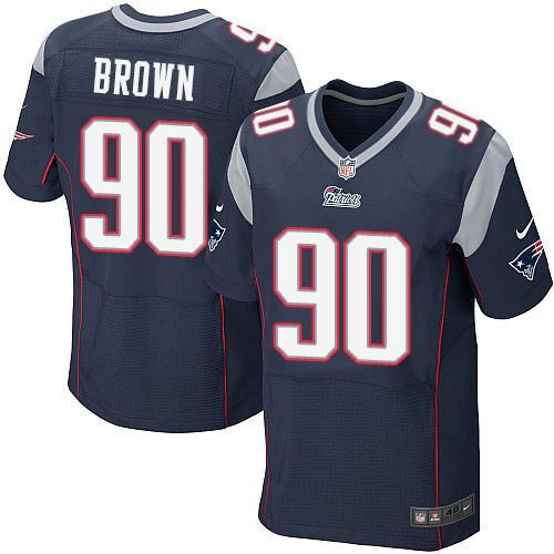 Nike New England Patriots 90 Malcom Brown Navy Blue Team Color NFL Elite Jersey