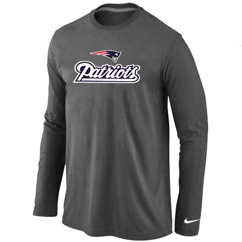 Nike New England Patriots Authentic Logo Long Sleeve T-Shirt D.Grey