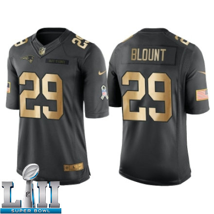 Nike New England Patriots Super Bowl LII 29 LeGarrette Blount 2016 Christmas Gold Mens NFL Limited Salute to Service Jersey