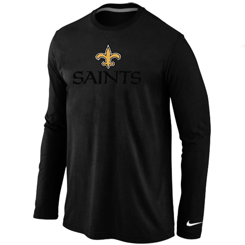 Nike New Orleans Sains Authentic Logo Long Sleeve T-Shirt Black