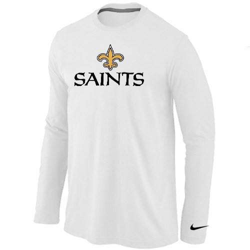 Nike New Orleans Sains Authentic Logo Long Sleeve T-Shirt white