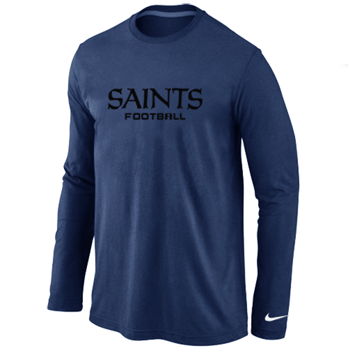 Nike New Orleans Sains Authentic font Long Sleeve T-Shirt D.Blue