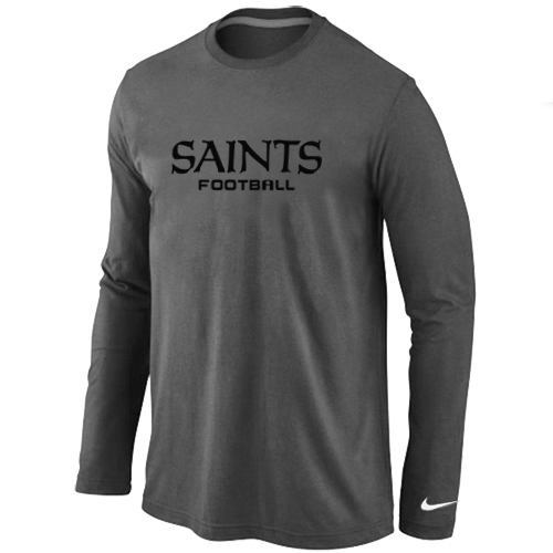 Nike New Orleans Sains Authentic font Long Sleeve T-Shirt D.Grey