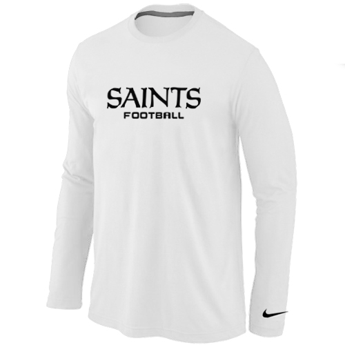 Nike New Orleans Sains Authentic font Long Sleeve T-Shirt White