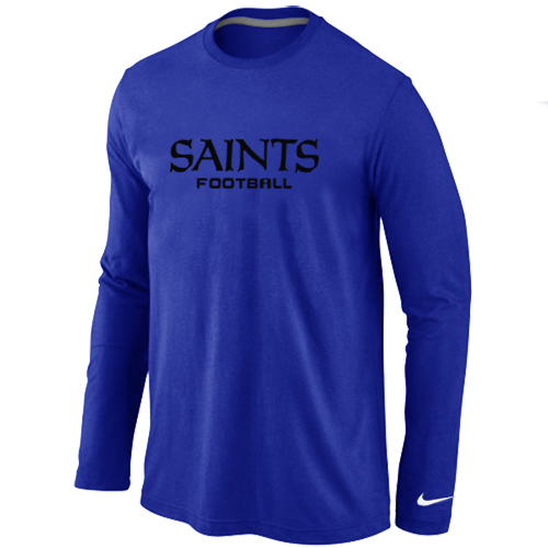 Nike New Orleans Sains Authentic font Long Sleeve T-Shirt blue
