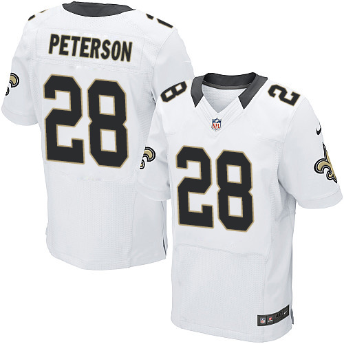 Nike New Orleans Saints #28 Adrian Peterson White Elite Jersey