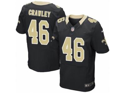 Nike New Orleans Saints #46 Ken Crawley Elite Black Jersey