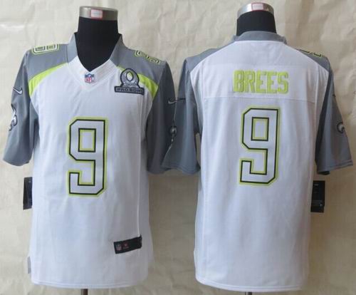 Nike New Orleans Saints #9 Drew Brees White 2015 Pro Bowl Elite Jersey
