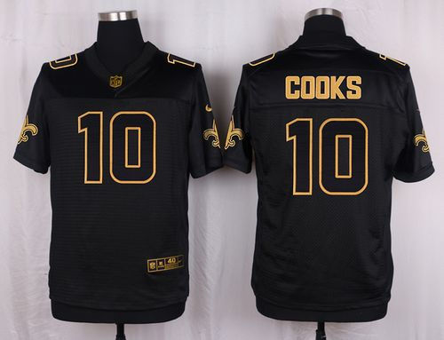 Nike New Orleans Saints 10 Brandin Cooks Black NFL Elite Pro Line Gold Collection Jersey
