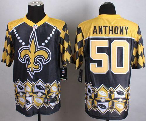 Nike New Orleans Saints 50 Stephone Anthony Black NFL Elite Noble Fashion jersey