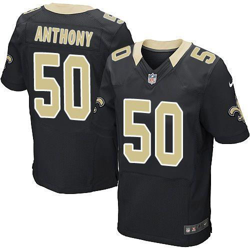 Nike New Orleans Saints 50 Stephone Anthony Black Team Color NFL Elite jersey