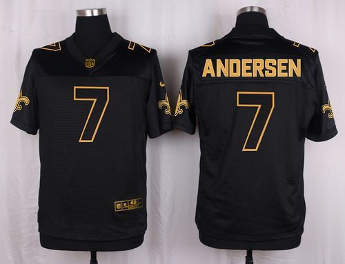 Nike New Orleans Saints 7 Morten Andersen Black NFL Elite Pro Line Gold Collection Jersey