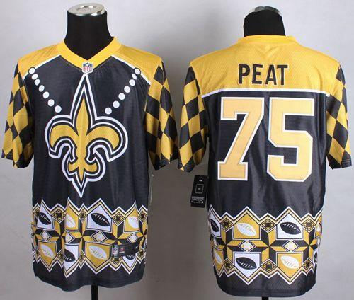 Nike New Orleans Saints 75 Andrus Peat Black NFL Elite Noble Fashion Jersey