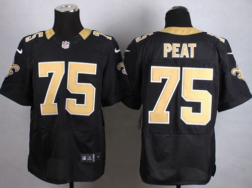 Nike New Orleans Saints 75 Andrus Peat Black Team Color NFL Elite Jersey