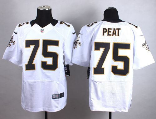 Nike New Orleans Saints 75 Andrus Peat White NFL Elite Jersey