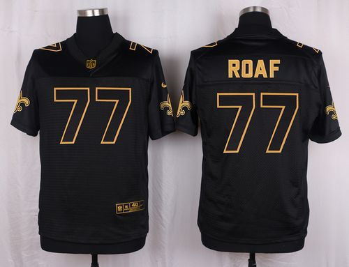 Nike New Orleans Saints 77 Willie Roaf Black NFL Elite Pro Line Gold Collection Jersey
