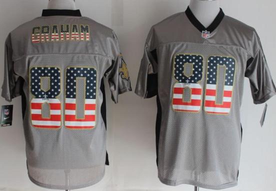 Nike New Orleans Saints 80 Jimmy Graham Grey Shadow USA Flag Fashion Elite NFL Jerseys