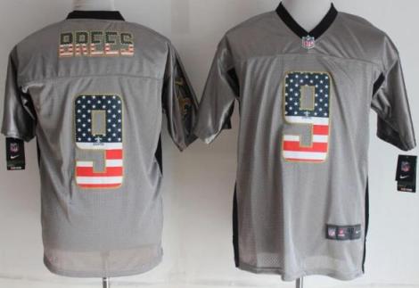 Nike New Orleans Saints 9 Drew Brees Grey Shadow USA Flag Fashion Elite NFL Jerseys