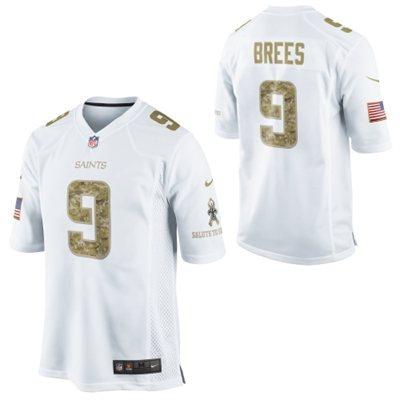 Nike New Orleans Saints 9 Drew Brees White Salute to Service Game Jersey