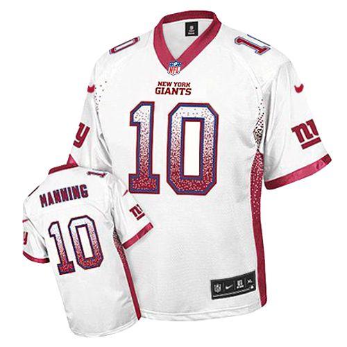 Nike New York Giants #10 Eli Manning White Elite Drift Fashion Jersey