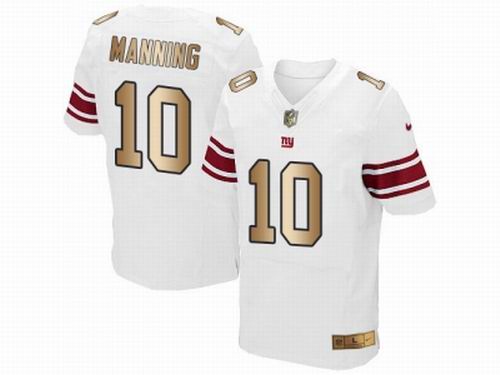 Nike New York Giants #10 Eli Manning White Elite Gold Jersey