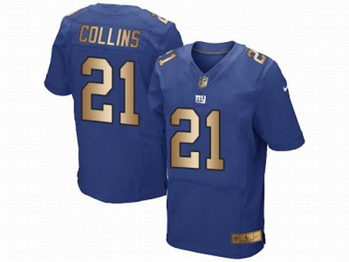 Nike New York Giants #21 Landon Collins Royal Blue Elite Gold Jersey
