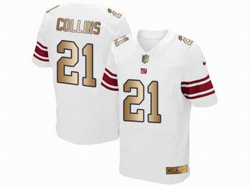 Nike New York Giants #21 Landon Collins White Elite Gold Jersey