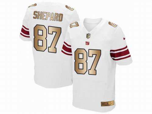 Nike New York Giants #87 Sterling Shepard White Elite Gold Jersey
