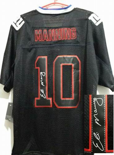 Nike New York Giants 10# Eli Manning Lights Out Lights Out Black elite signature jerseys