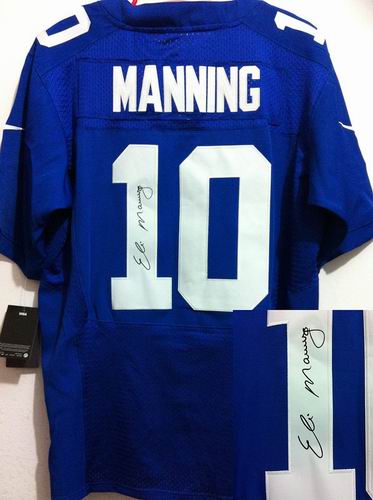 Nike New York Giants 10# Eli Manning blue elite C patch signature jerseys