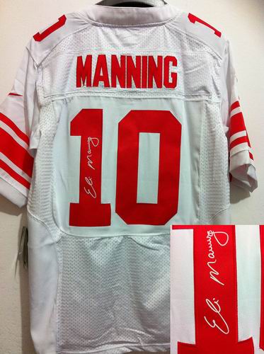 Nike New York Giants 10# Eli Manning white elite C patch signature jerseys