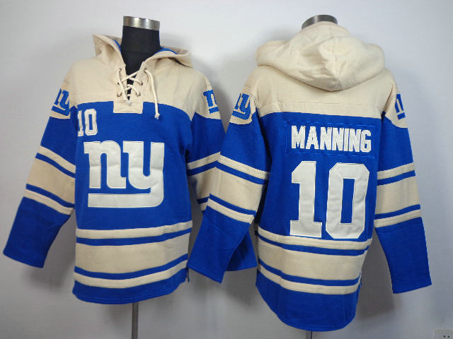 Nike New York Giants 10 Eli Manning Blue with cream NFL Hoodies