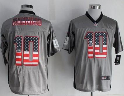 Nike New York Giants 10 Eli Manning Grey Men-s Stitched NFL Elite USA Flag Fashion Jersey