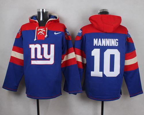 Nike New York Giants 10 Eli Manning Royal Blue Player Pullover NFL Hoodie