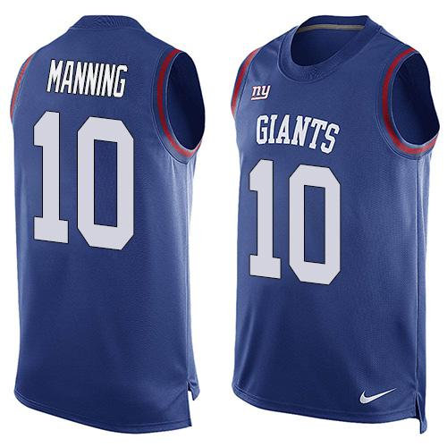 Nike New York Giants 10 Eli Manning Royal Blue Team Color NFL Limited Tank Top Jersey