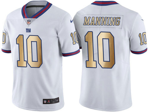 Nike New York Giants 10 Eli Manning White Gold Color Rush Limited Jerseys