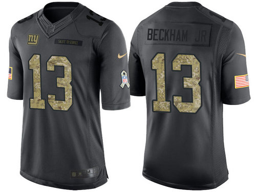 Nike New York Giants 13 Odell Beckham Jr Black NFL Salute to Service Limited Jerseys