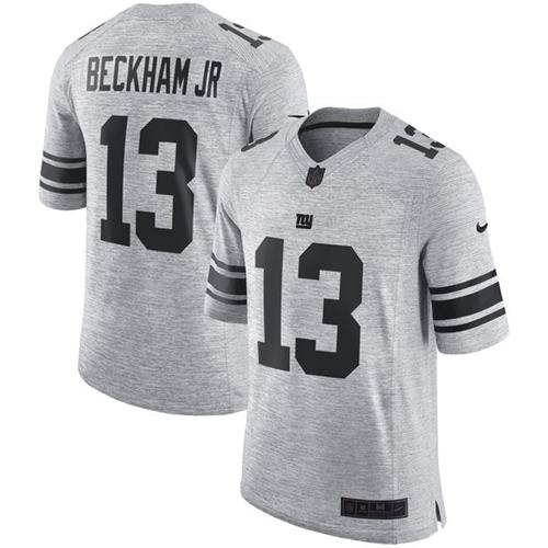 Nike New York Giants 13 Odell Beckham Jr Gray NFL Limited Gridiron Gray II Jersey