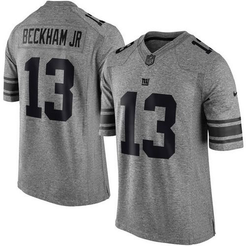 Nike New York Giants 13 Odell Beckham Jr Gray NFL Limited Gridiron Gray Jersey
