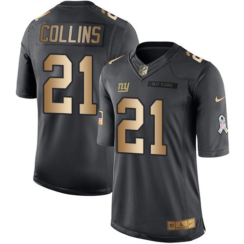 Nike New York Giants 21 Landon Collins Black NFL Limited Gold Salute To Service Jersey