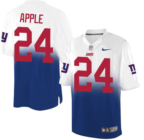 Nike New York Giants 24 Eli Apple Royal Blue White NFL Elite Fadeaway Fashion Jersey