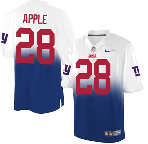 Nike New York Giants 28 Eli Apple Royal Blue White NFL Elite Fadeaway Fashion Jersey